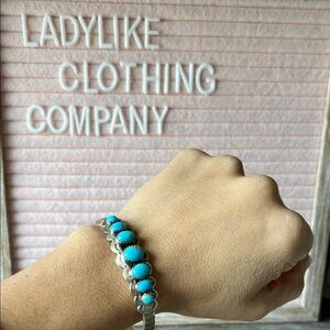 Authentic SS and Turquoise Cuff Bracelet.